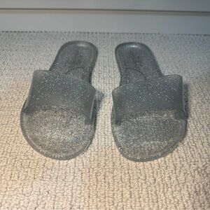 Anthropologie clear/glitter sandals